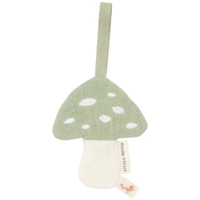 Doudou attache-tétine en gaze de coton Champignon