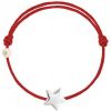 Bracelet cordon Etoile et perle rouge (or blanc 750°) - Claverin