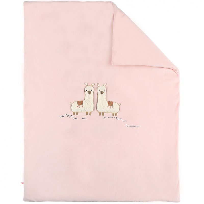 Couverture en veloudoux rose lama Sacha (75x 100 cm) Noukie's