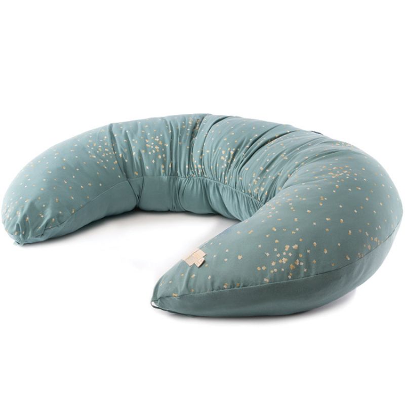 Coussin d'allaitement Luna Gold Confetti vert (38 x 170 cm) Nobodinoz
