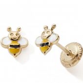 Boucles d'oreilles Abeille (or jaune 375°)