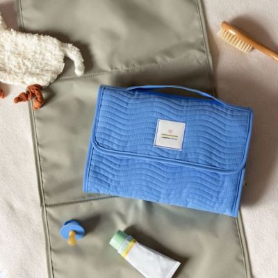 Pochette de change XL coutures à vagues bleu