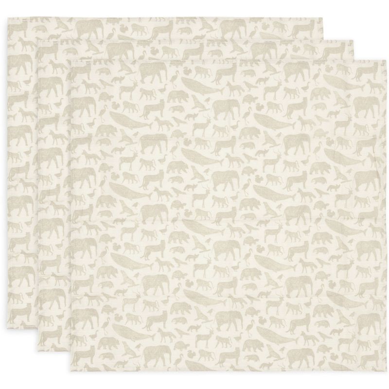 Lot de 3 langes en gaze de coton Animals Nougat (70 x 70 cm) Jollein Produit 1 grande taille