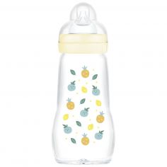 Biberon verre 260 ml Pattern fruit jaune - Tétine débit 2 - MAM