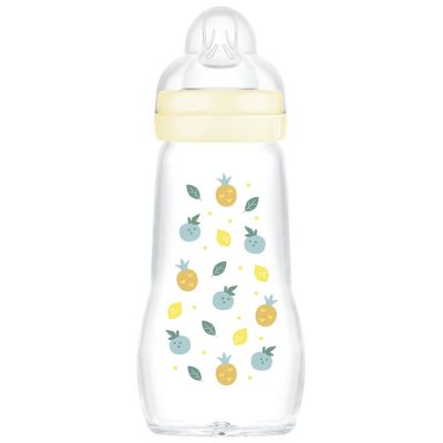 Biberon verre 260 ml Pattern fruit jaune - Tétine débit 2