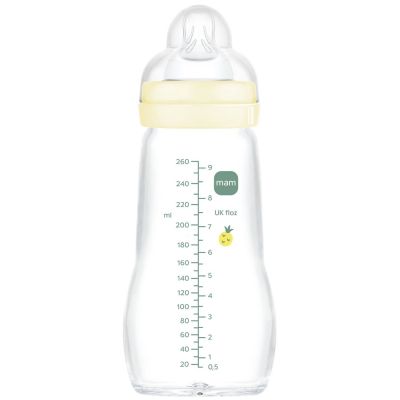 Biberon verre 260 ml Pattern fruit jaune - Tétine débit 2