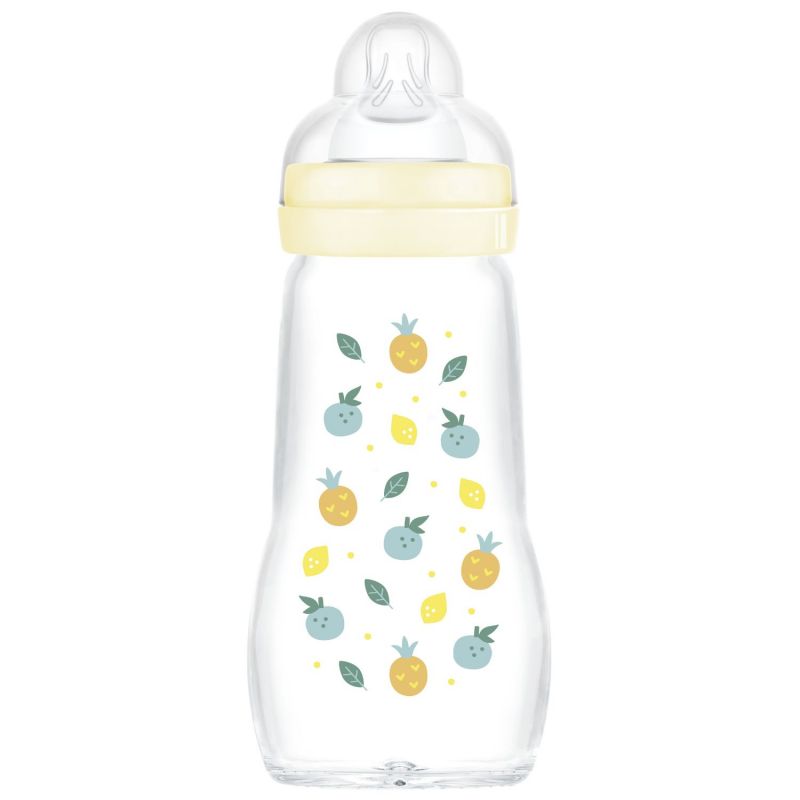 Biberon verre 260 ml Pattern fruit jaune - Tétine débit 2 MAM Produit 1