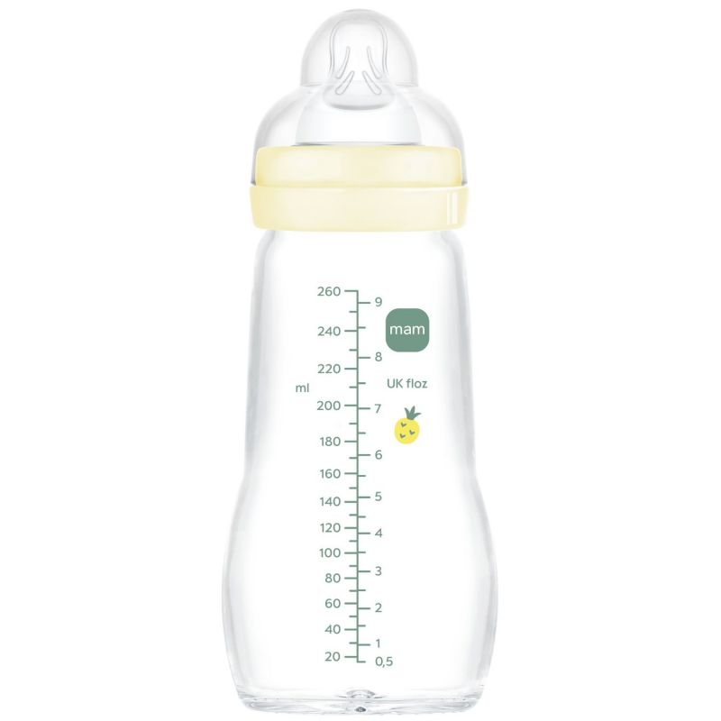 Biberon verre 260 ml Pattern fruit jaune - Tétine débit 2 MAM Produit 2