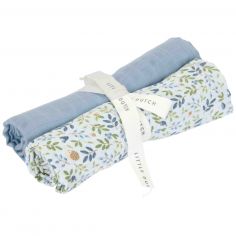 Set de 2 langes en gaze de coton Forest Adventure-Denim Blue (70 x 70 cm) - Little Dutch