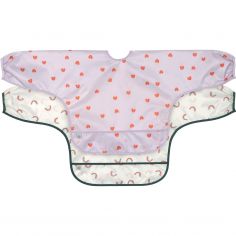 Lot de 2 bavoirs manches longues Happy Rascals Coeur lavande - Lässig 