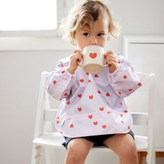 Lot de 2 bavoirs manches longues Happy Rascals Coeur lavande