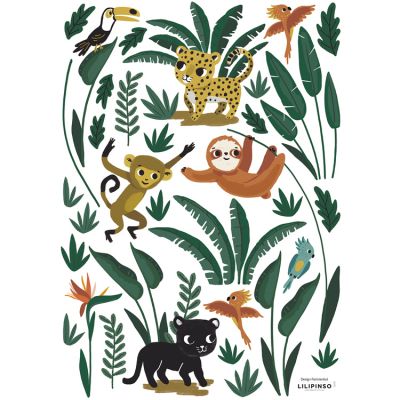 Stickers Jungle night animaux de la jungle (29,7 x 42 cm)