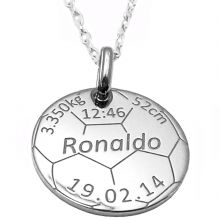 Médaille de naissance football avec chaîne personnalisable (argent 925° rhodié)  par Alomi