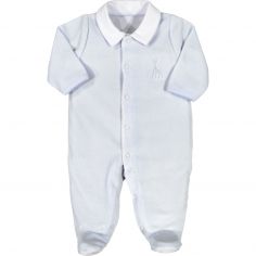 Pyjama en velours bleu Sophie la girafe (naissance) - Trois Kilos Sept