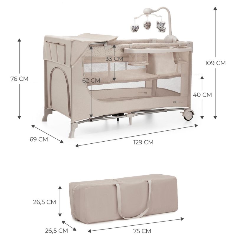 Lit parapluie 3 en 1 Joy 2 avec accessoires Beige Kinderkraft Produit 9