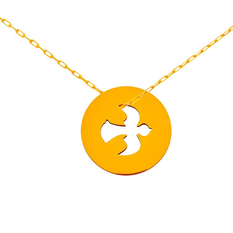 Médaille colombe sur chaîne (or jaune 18 carats) Maison La Couronne