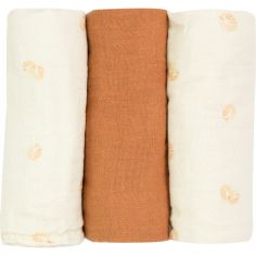 Lot de 3 langes en mousseline Diplododo (70 x 70 cm) - Trois Kilos Sept