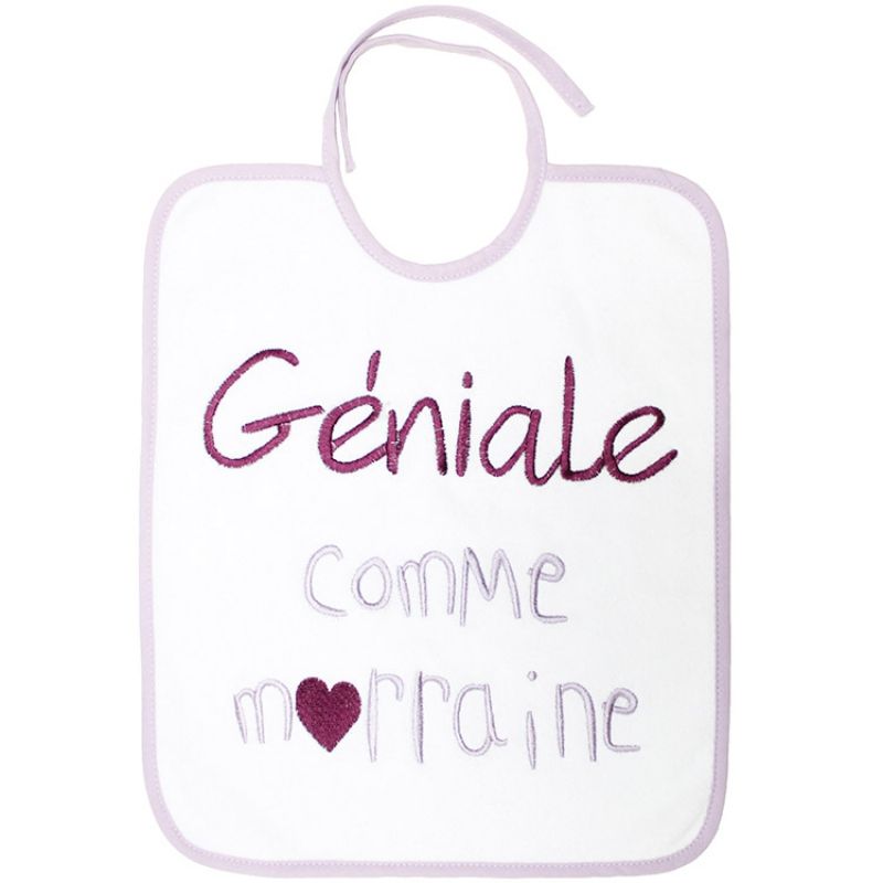 Bavoir à nouer Géniale comme marraine Babycalin