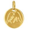 Médaille ronde Petit Ange ailes 14 mm (or jaune 750°) - Premiers Bijoux