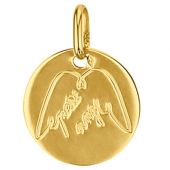 Médaille ronde Petit Ange ailes 14 mm (or jaune 750°)