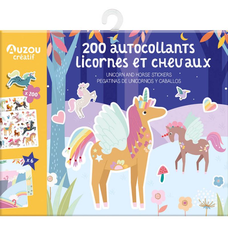 200 autocollants licornes et chevaux Auzou Editions