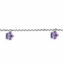 Bracelet enfant deux fleurs violettes (argent 925° et émail)  par Daniel Crégut