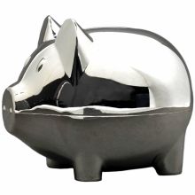 Tirelire Cochon personnalisable (métal argenté)  par Daniel Crégut