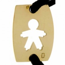 Bracelet cordon papa plaque ajourée petite fille ou petit garçon 23 mm (or jaune 750°)  par Loupidou