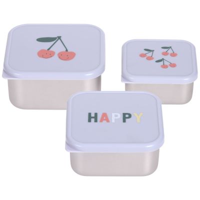 Lot de 3 boîtes à goûter inox Happy Fruits Cerise (0,5 L)