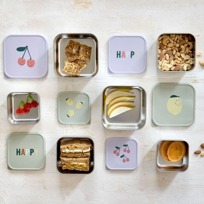 Lot de 3 boîtes à goûter inox Happy Fruits Cerise Lässig Ambiance 5