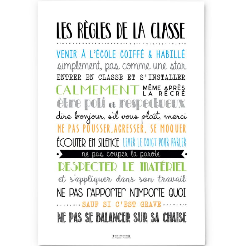 Affiche Les règles de la classe (A2) La Poupette à paillettes