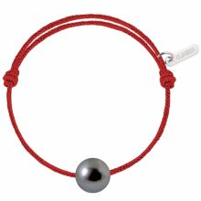 Bracelet enfant Baby Pearly cordon rouge passion perle de Tahiti 7mm (or blanc 750°)  par Claverin