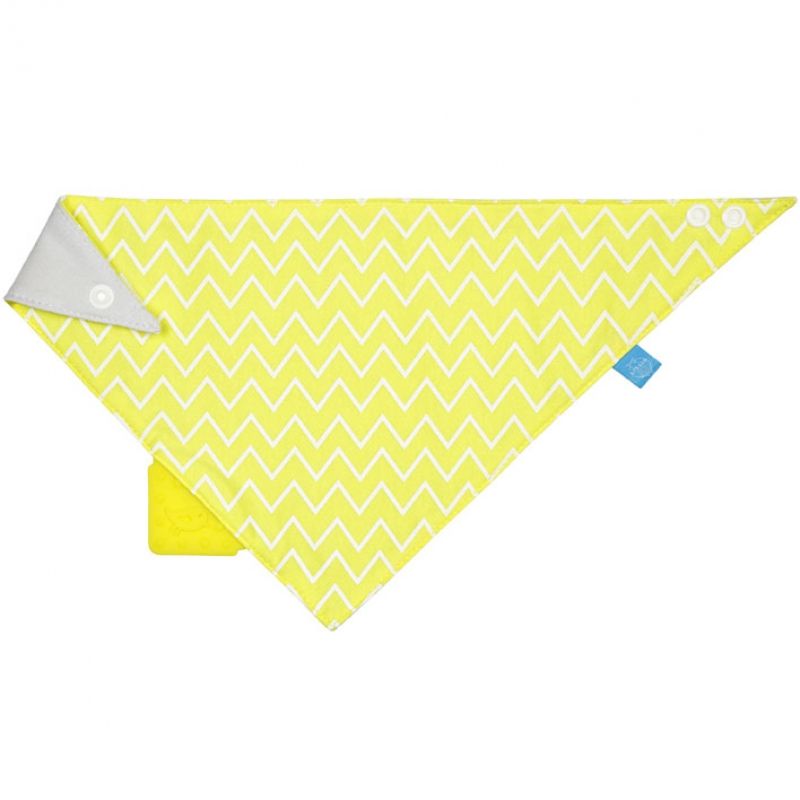 Bavoir bandana avec élément de dentition Zigzag jaune Lässig