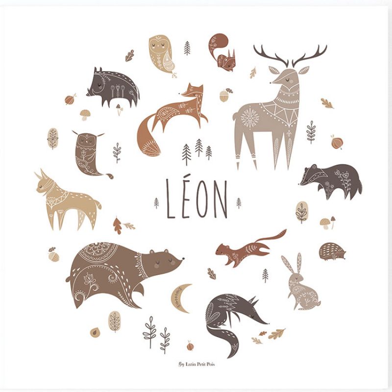 Affiche carrée animaux Wood personnalisable (29,7 x 29,7 cm) Lutin Petit Pois