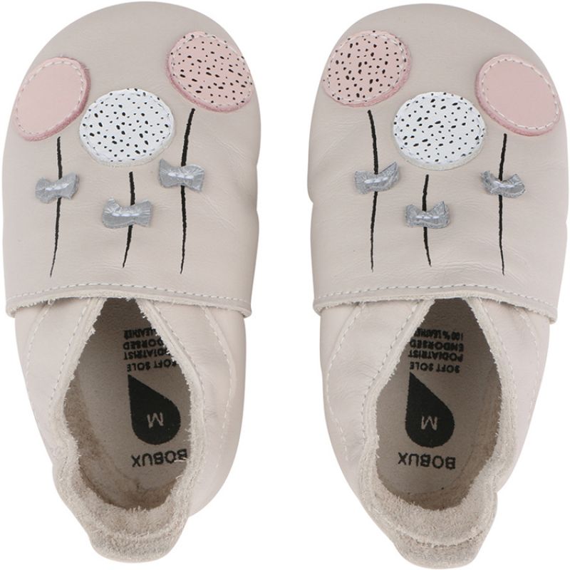 Chaussons bébé en cuir Soft soles Balloons Milk (9-15 mois) Bobux
