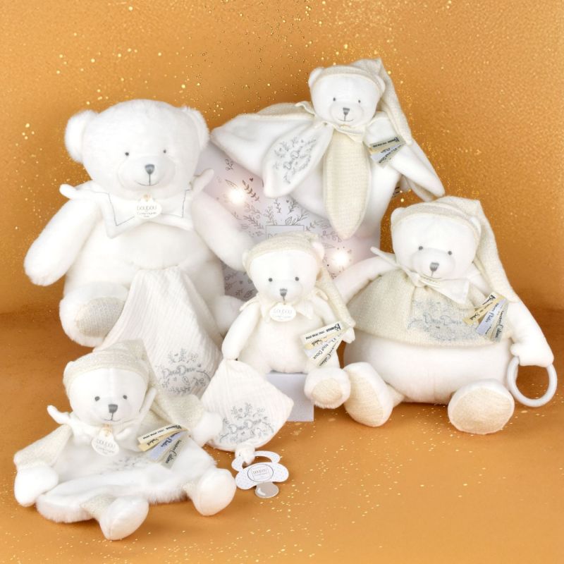 Doudou plat pétales Ours Blanc (25 cm) Doudou et Compagnie Ambiance 6