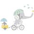 Sticker éléphant à vélo Smile, It's raining by Dawn Machell - Lilipinso