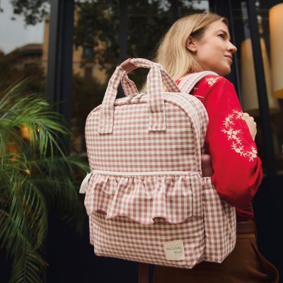 Sac à dos à langer Praliné Vichy Moka