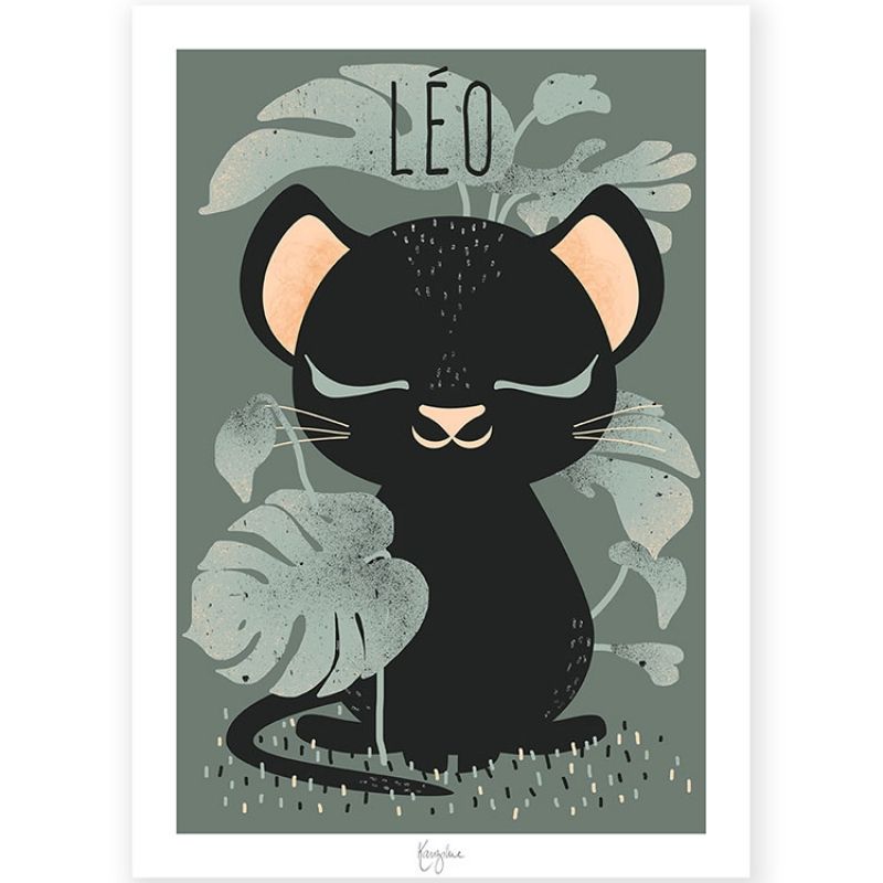 Affiche A4 les Animignons la panthère (personnalisable) Kanzilue