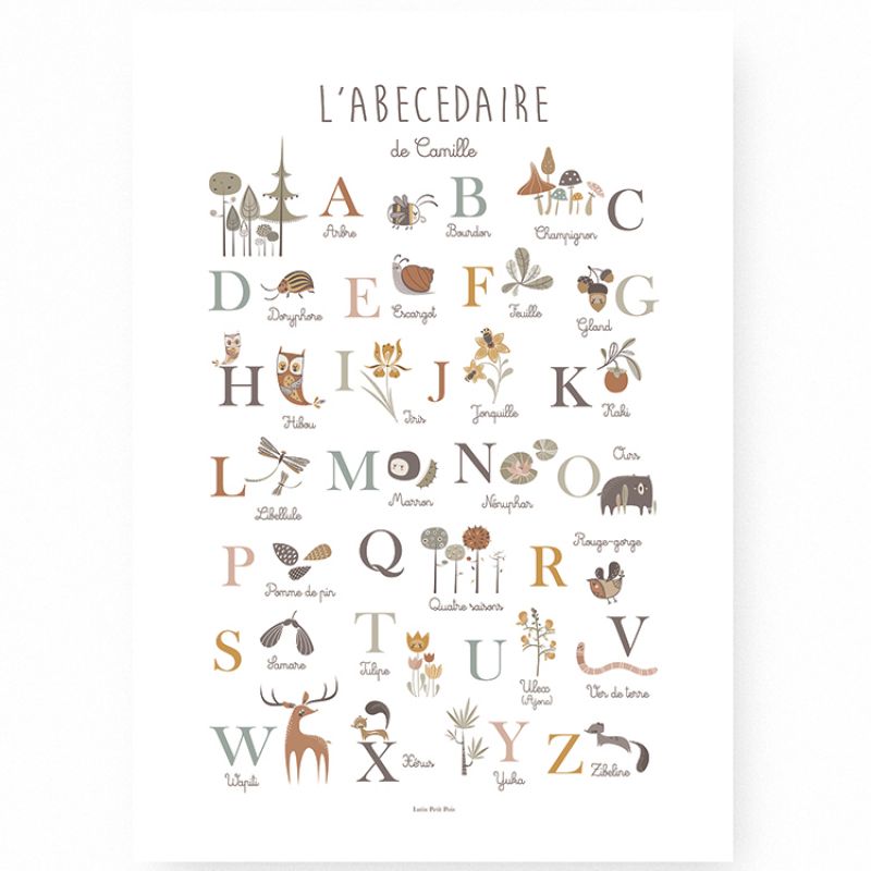 Affiche A2 Abécédaire de la nature (personnalisable) Lutin Petit Pois
