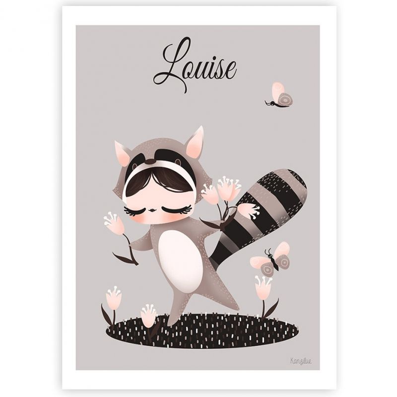Affiche A3 Les adorables costumés Le raton laveur (personnalisable) Kanzilue