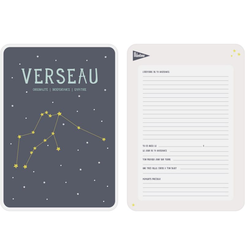 Affiche signe astrologique Verseau (21,4 x 32,5 cm) Milestone