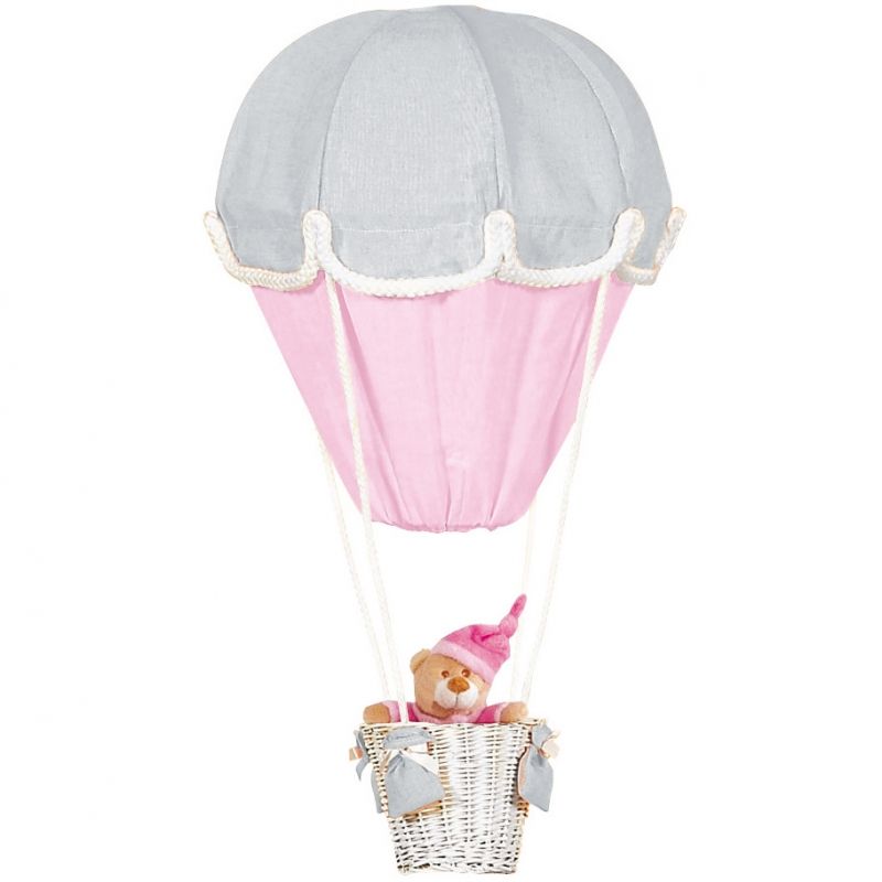 Lampe montgolfière gris perle et rose Domiva