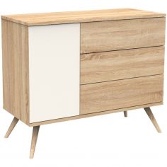 Commode 3 tiroir et 1 porte Seventies crème - Sauthon mobilier