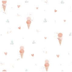 Papier peint Cherry Cherie glaces et papillons blue (50 cm x 10m)  - Lilipinso