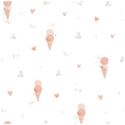 Papier peint Cherry Cherie glaces et papillons blue (50 cm x 10m)  Lilipinso