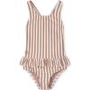 Maillot de bain Amara rayé Tuscany rose et crème (2-3 ans) - Liewood