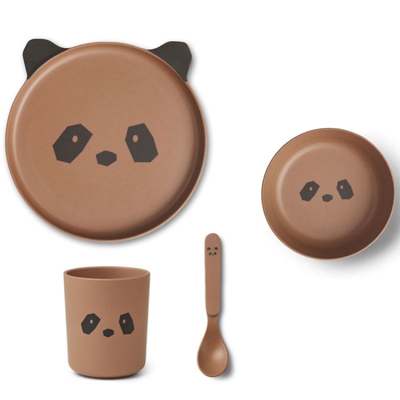 Coffret repas en bambou Panda tuscany rose (4 pièces) Liewood