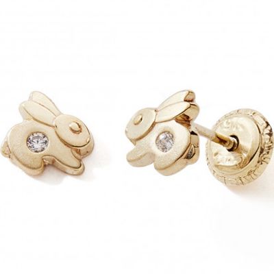Boucles d'oreilles Lapin (or jaune 375°)  par Baby bijoux