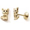 Boucles d'oreilles à vis Chat (or jaune 375°) Baby bijoux Produit 1